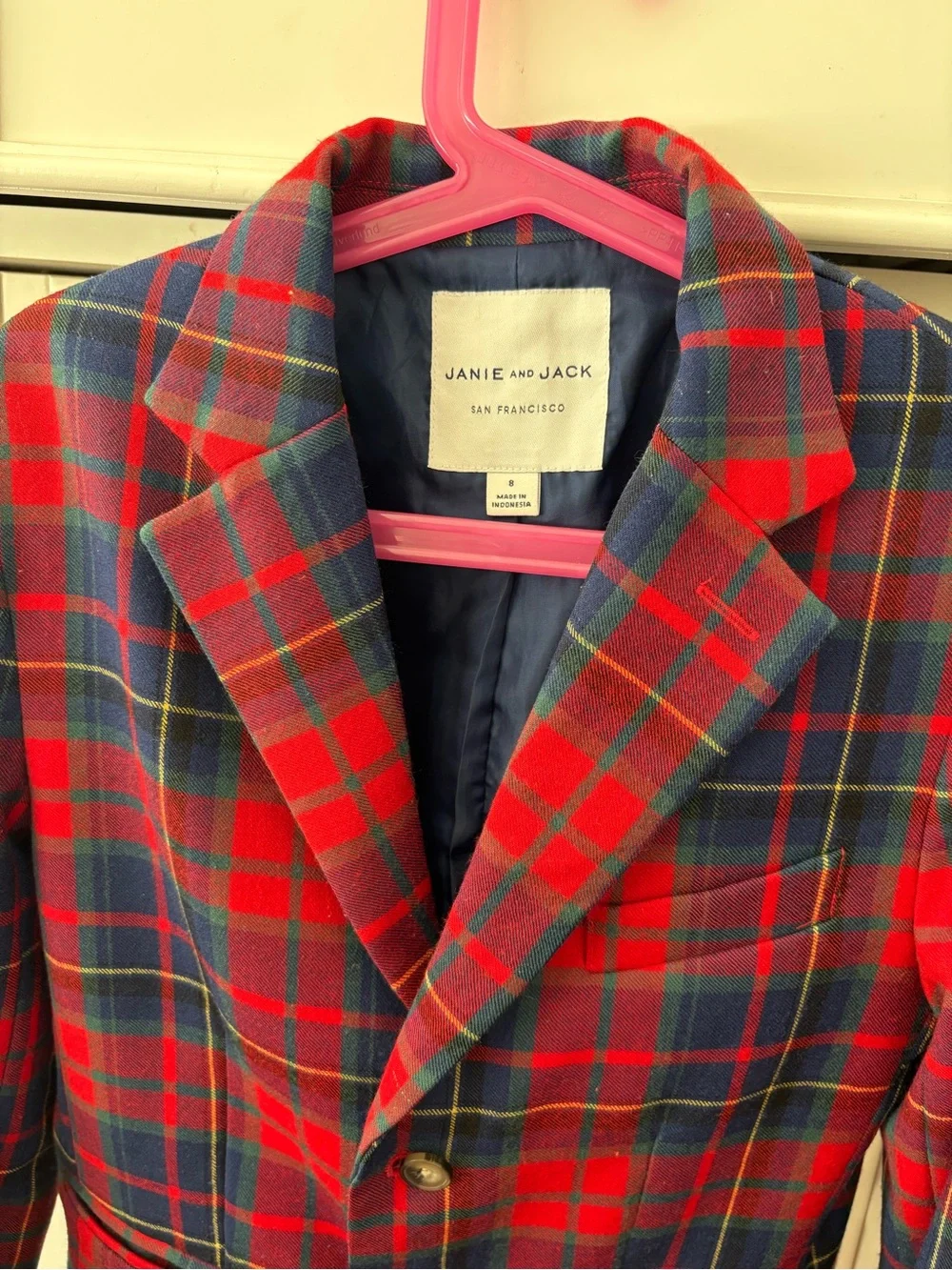 SOLD!🎉🎉🎉 Janie and Jack The Tartan Holiday Blazer Boys Size 8T Red Navy